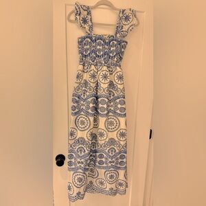 Blue and White Patterned Women's Dress - Lucky Knot